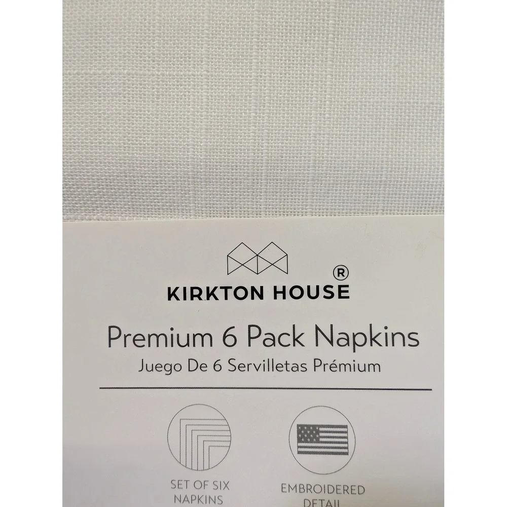ALDI Kirkton House 6 Pack Napkins White American Flag Embroidered 17x17 NEW